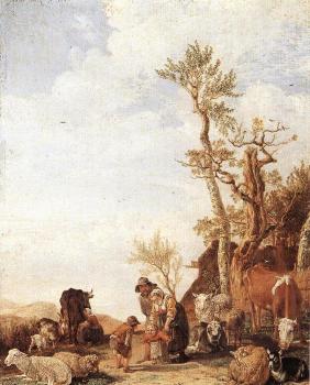 Paulus Potter : Peasant Family With Animals
